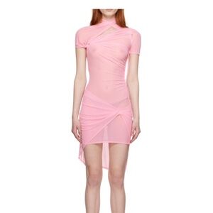 Coperni Asymmetric Drape Mesh Dress